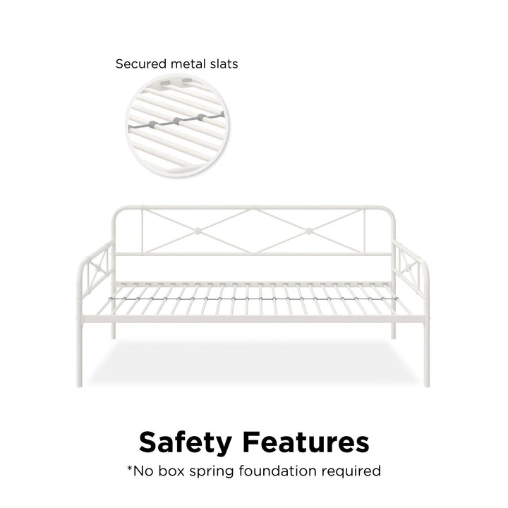 Allysa Metal Daybed with Steel Frame - White - Twin