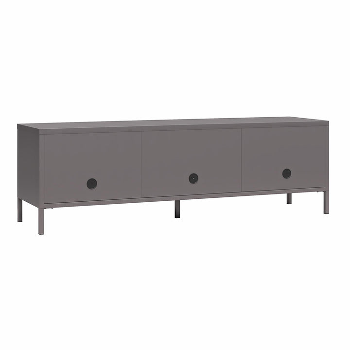 Shadwick Metal TV Stand for TVs up to 65" with Perforated Metal Mesh Accents - Graphite Grey