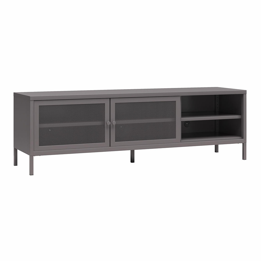 Shadwick Metal TV Stand for TVs up to 65" with Perforated Metal Mesh Accents - Graphite Grey