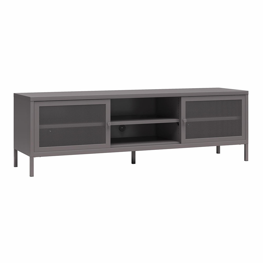 Shadwick Metal TV Stand for TVs up to 65" with Perforated Metal Mesh Accents - Graphite Grey