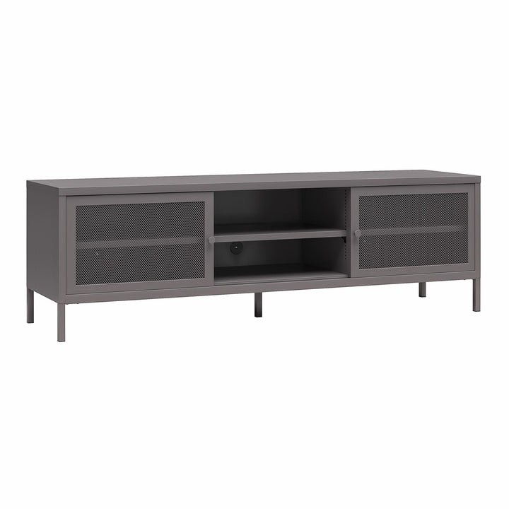Shadwick Metal TV Stand for TVs up to 65" with Perforated Metal Mesh Accents - Graphite Grey