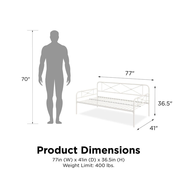 Allysa Metal Daybed with Steel Frame - White - Twin