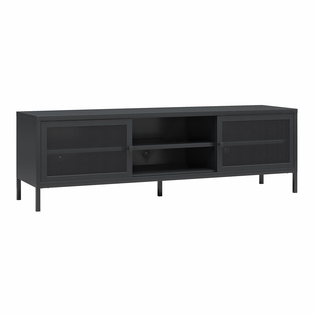 Shadwick Metal TV Stand for TVs up to 65" with Perforated Metal Mesh Accents - Black