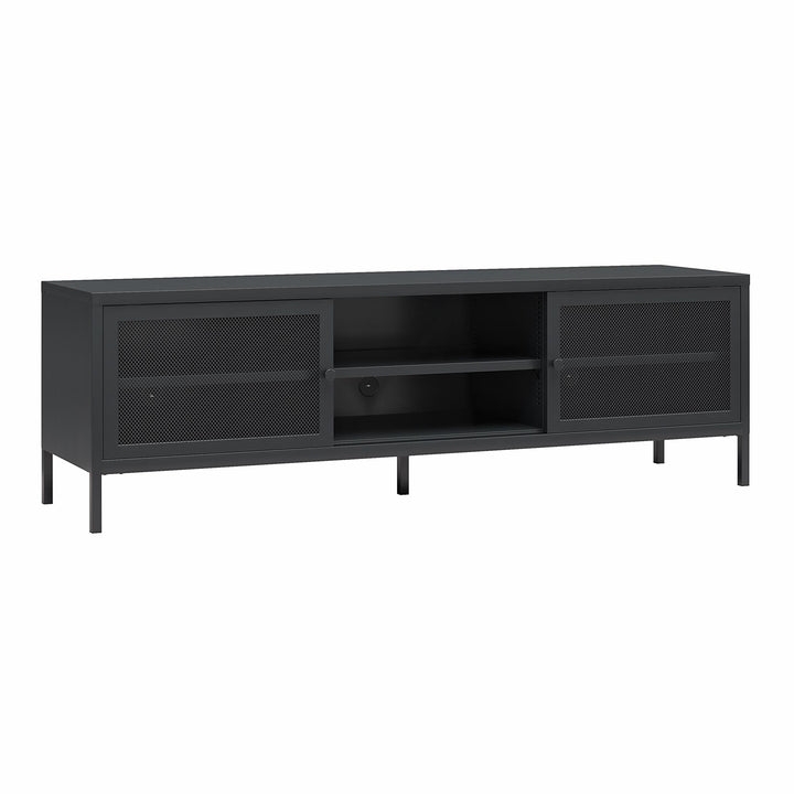 Shadwick Metal TV Stand for TVs up to 65" with Perforated Metal Mesh Accents - Black