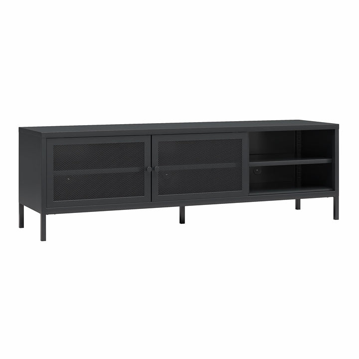 Shadwick Metal TV Stand for TVs up to 65" with Perforated Metal Mesh Accents - Black
