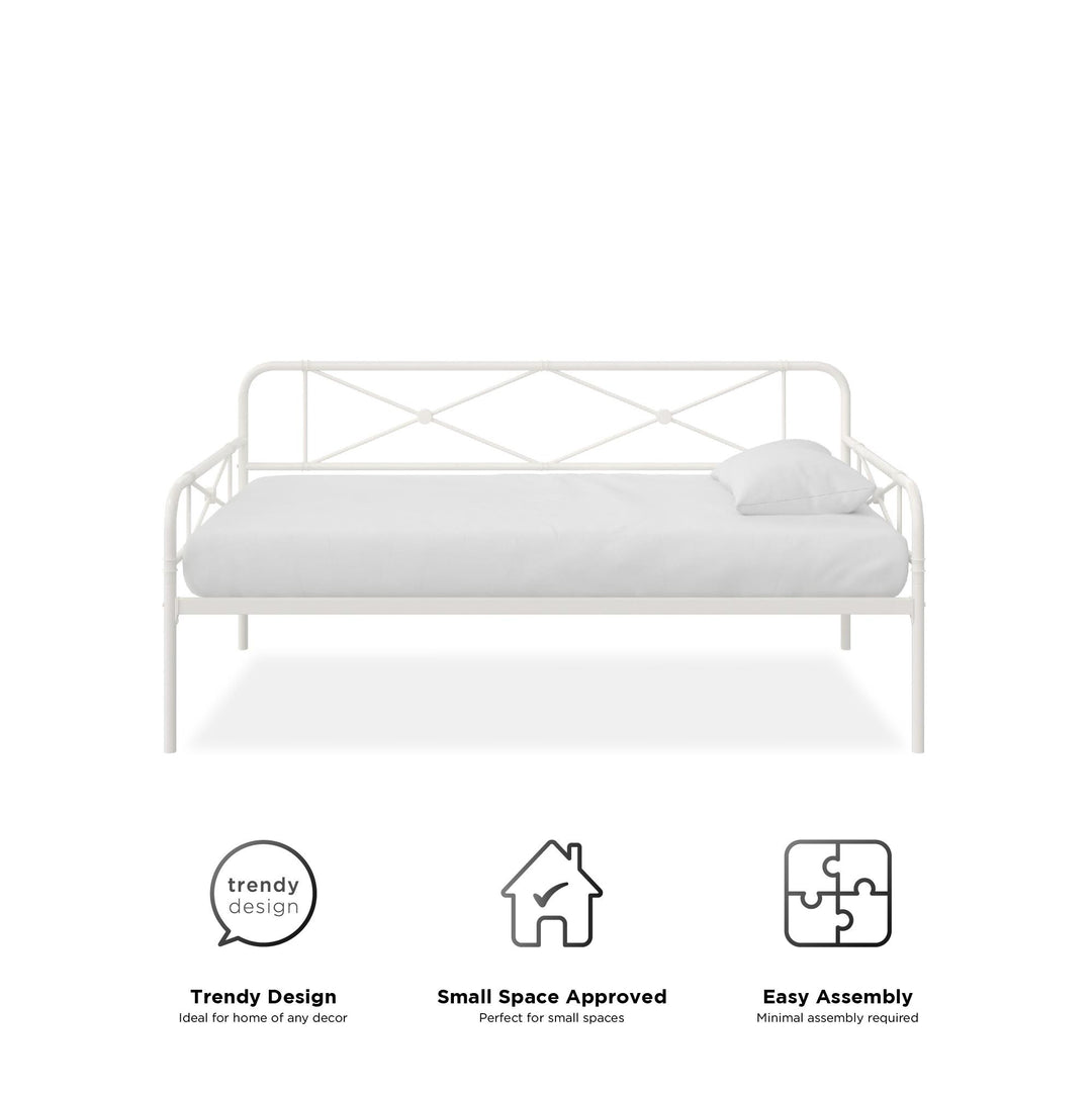 Allysa Metal Daybed with Steel Frame - White - Twin