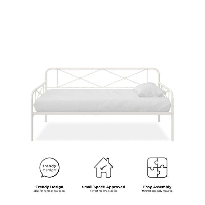 Allysa Metal Daybed with Steel Frame - White - Twin
