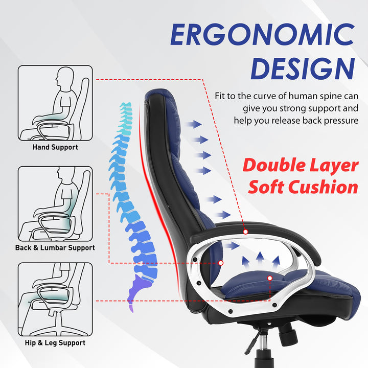 Kerry Ergonomic Swivel High Back Office Chair with Lumbar Support and Adjustable Height - Black