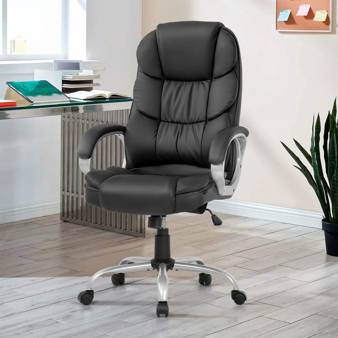 Kerry Ergonomic Swivel High Back Office Chair with Lumbar Support and Adjustable Height - Black