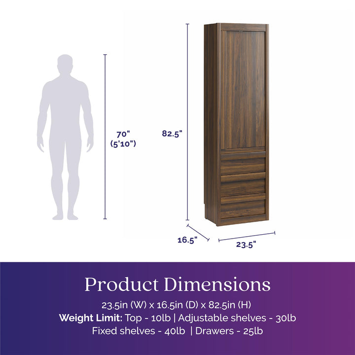 Paramount Armoire Wardrobe Storage Cabinet with Drawers - Columbia Walnut