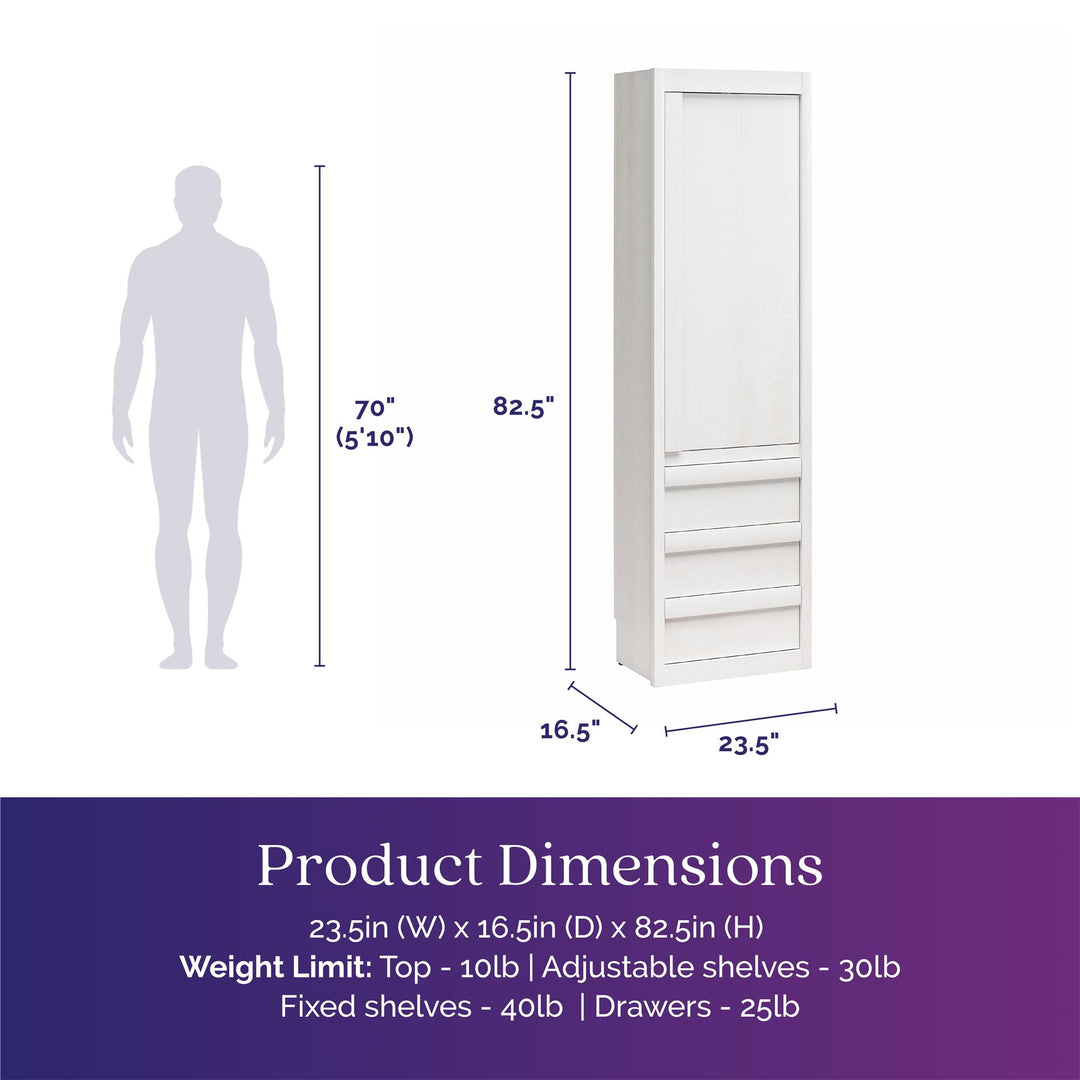 Paramount Armoire Wardrobe Storage Cabinet with Drawers - Ivory Oak