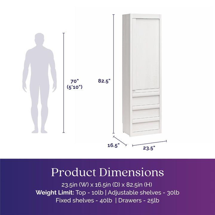 Paramount Armoire Wardrobe Storage Cabinet with Drawers - Ivory Oak