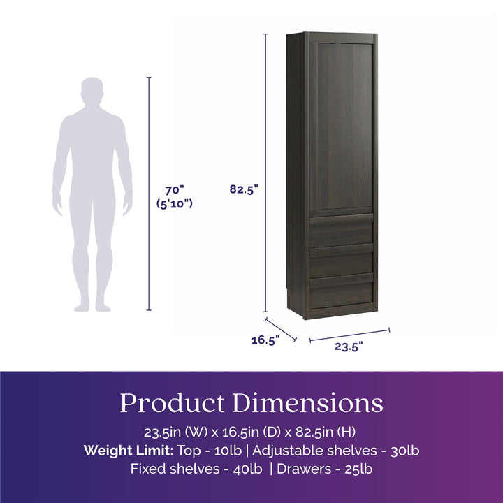 Paramount Armoire Wardrobe Storage Cabinet with Drawers - Espresso