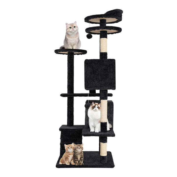 Felix 54 Inch Multi Level Cat Tree with Ladder - Gray