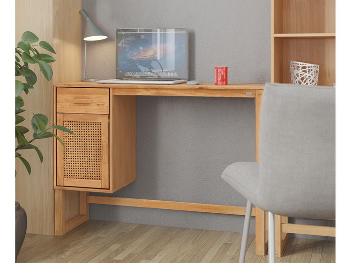 Talo Desk with Closed Storage and Drawer - Natural