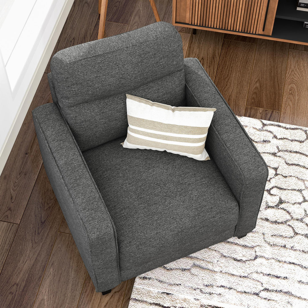 Yone Upholstered Track Arms Chair with Solid Wood Tapered Legs - Gray