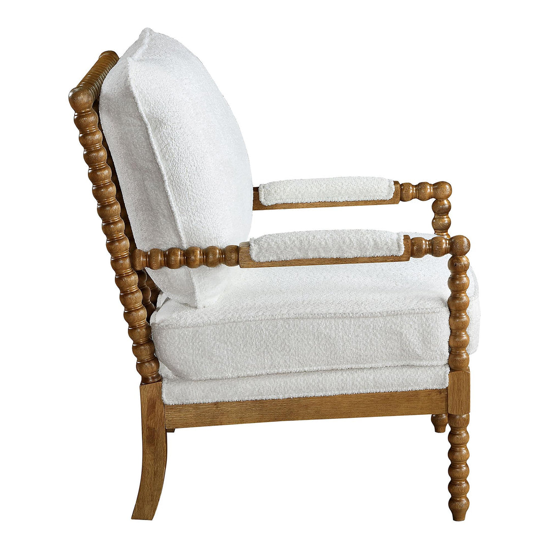 Erin Boucle Polyester Fabric Accent Chair - White