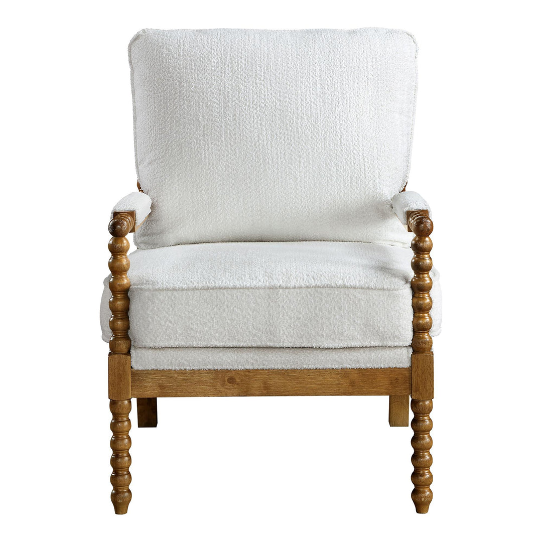 Erin Boucle Polyester Fabric Accent Chair - White