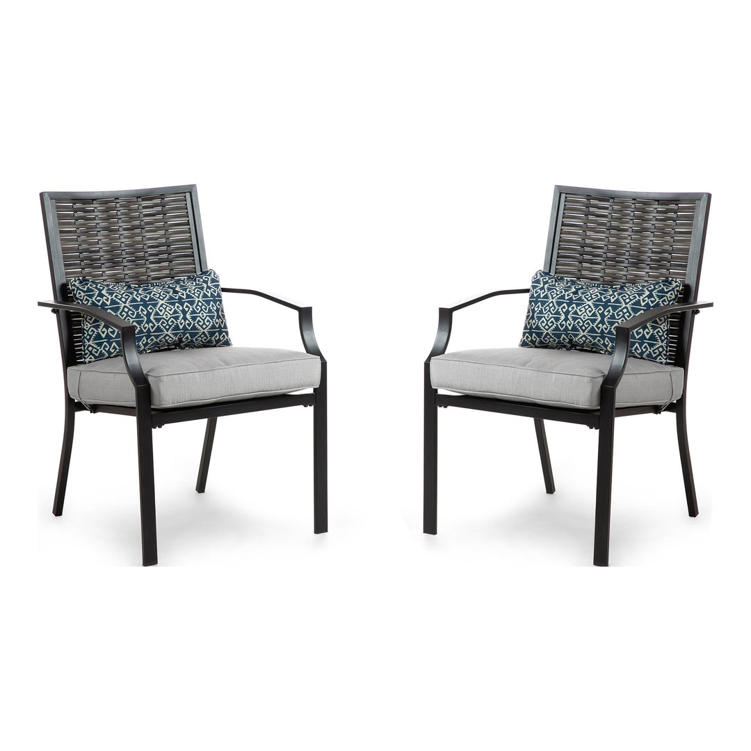 Dora Metal Outdoor Dining Side Chair with Cushion, Set of 2 - Black