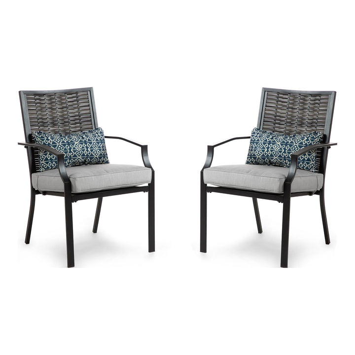 Dora Metal Outdoor Dining Side Chair with Cushion, Set of 2 - Black