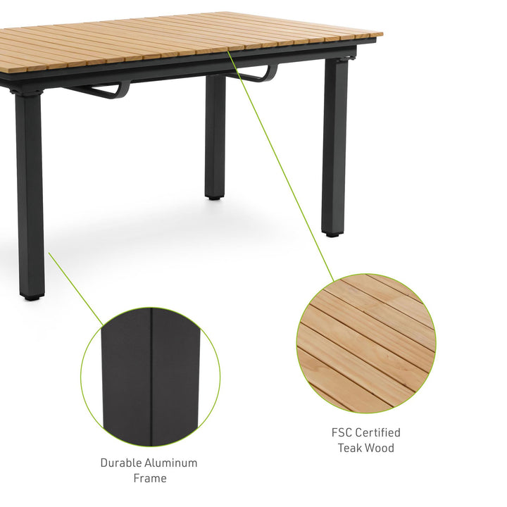 Judy 61 Inch Extendable Patio Dining Table with Butterfly Leaf - Black