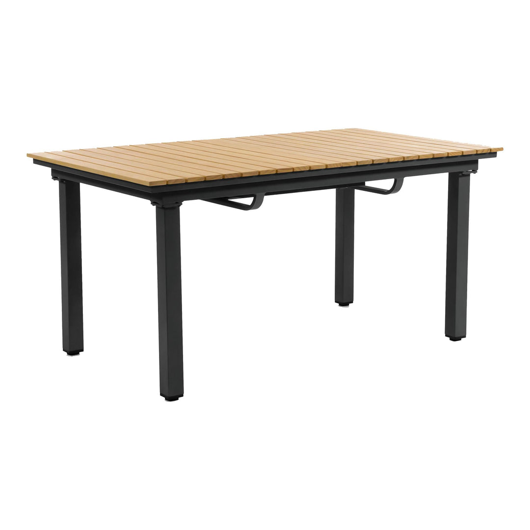 Judy 61 Inch Extendable Patio Dining Table with Butterfly Leaf - Black