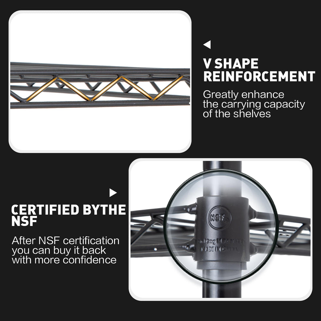 Miles 5 Tier Alloy Steel NSF Certified Height Adjustable Garage Shelving Unit - Black