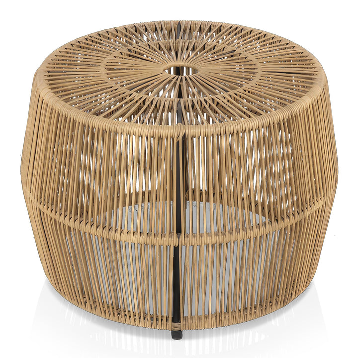 Drew Wicker 22 Inch Round Outdoor Patio Coffee Table - Natural