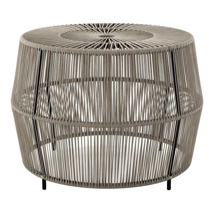 Drew Wicker 22 Inch Round Outdoor Patio Coffee Table - Gray
