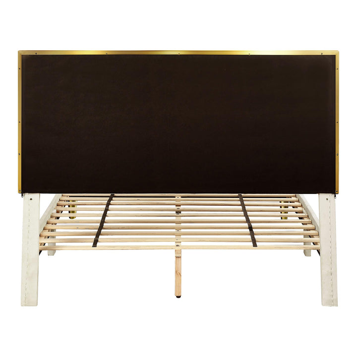 Vera Upholstered Full Platform Bed - Beige - Full