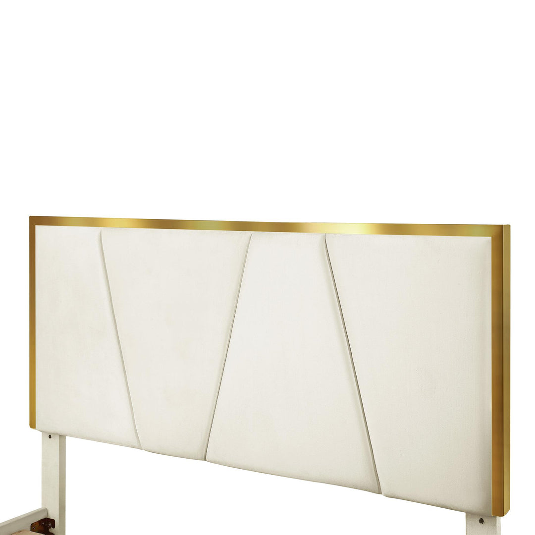 Vera Upholstered Full Platform Bed - Beige - Full
