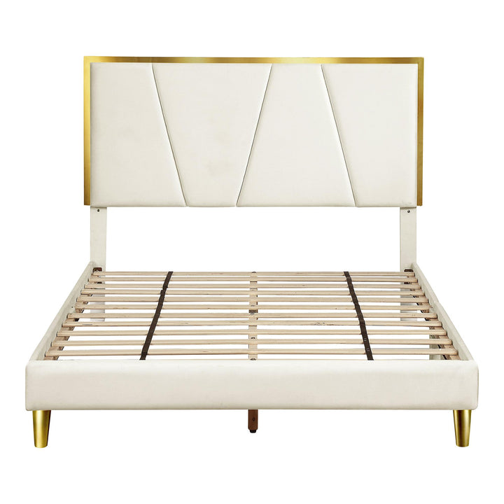 Vera Upholstered Queen Platform Bed - Beige - Queen