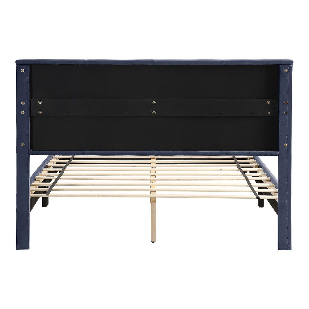 Helen Upholstered Full Platform Bed with Bench Storage - Gray - Full