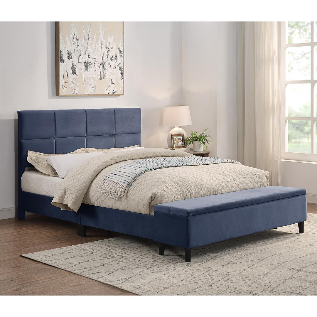 Helen Upholstered Full Platform Bed with Bench Storage - Gray - Full