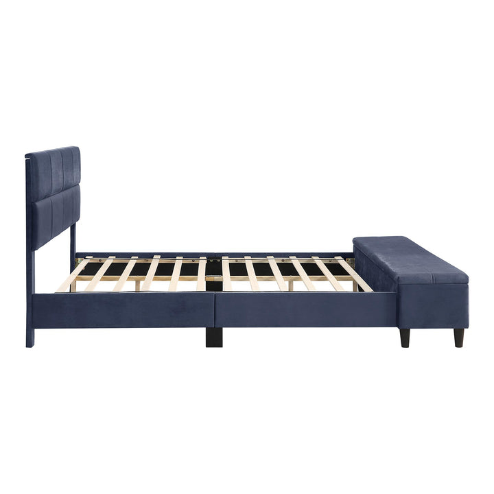Helen Upholstered Queen Platform Bed with Bench Storage - Gray - Queen