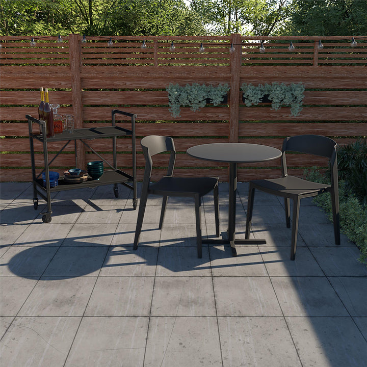 Outdoor/Indoor Stacking Resin Chair with Ribbon Back, Set of 2 - Black - 2-Pack