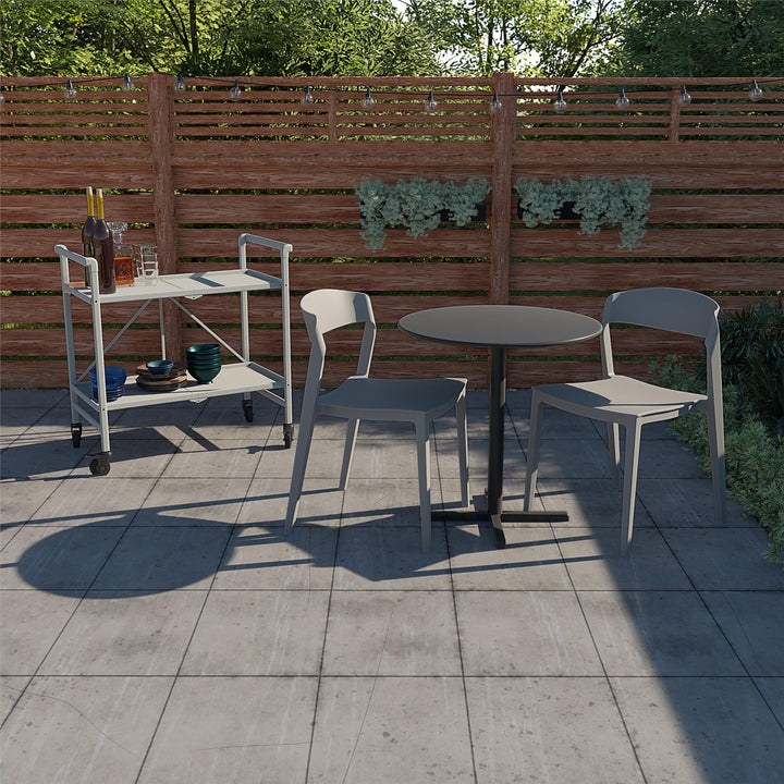 Outdoor/Indoor Stacking Resin Chair with Ribbon Back, Set of 2 - Gray - 2-Pack