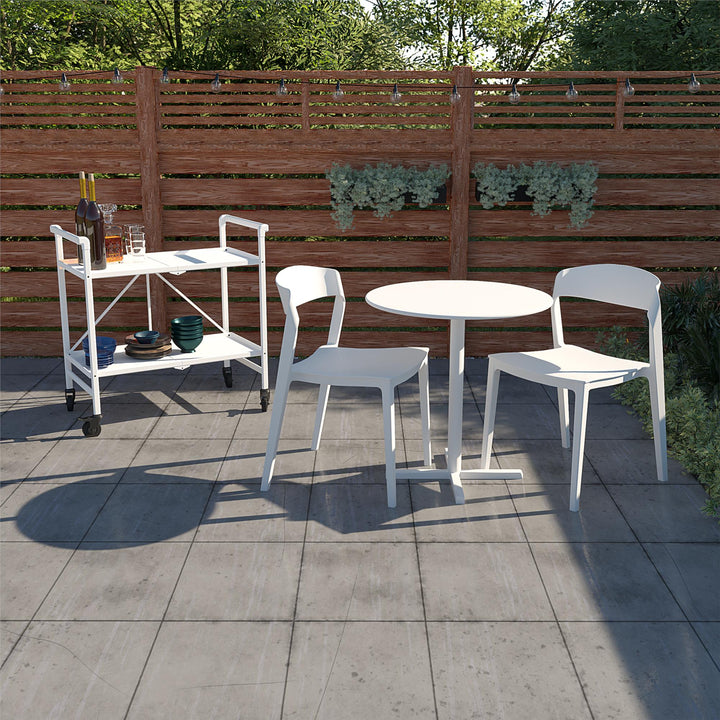 Outdoor/Indoor Stacking Resin Chair with Ribbon Back, Set of 2 - White - 2-Pack