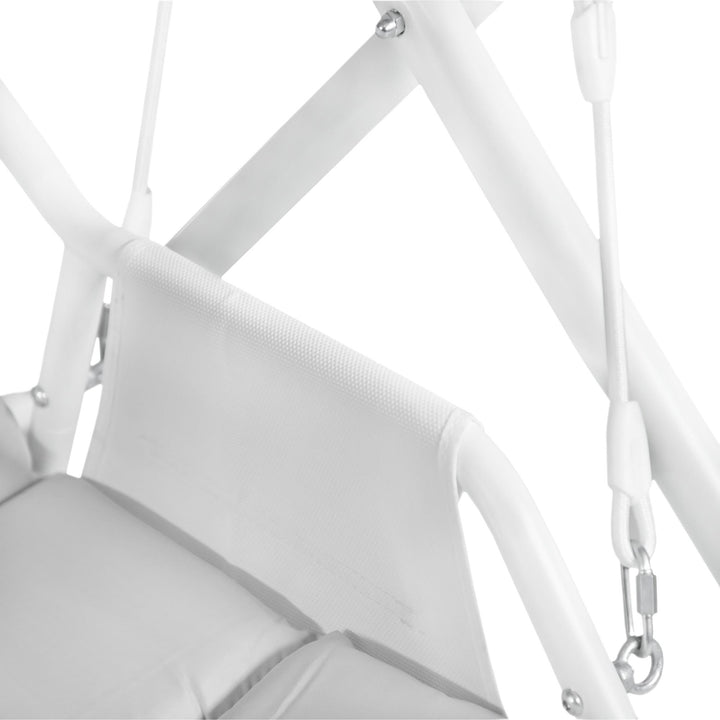 Aura Metal Outdoor Swing Chair with Canopy Sun Shade - White