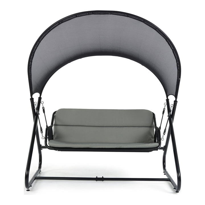 Aura Metal Outdoor Swing Chair with Canopy Sun Shade - Black