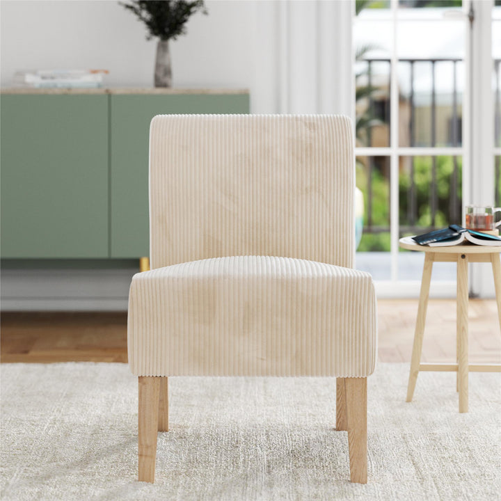 Hazen Armless Upholstered Corduroy Accent Chair - Ivory - 1-Seater