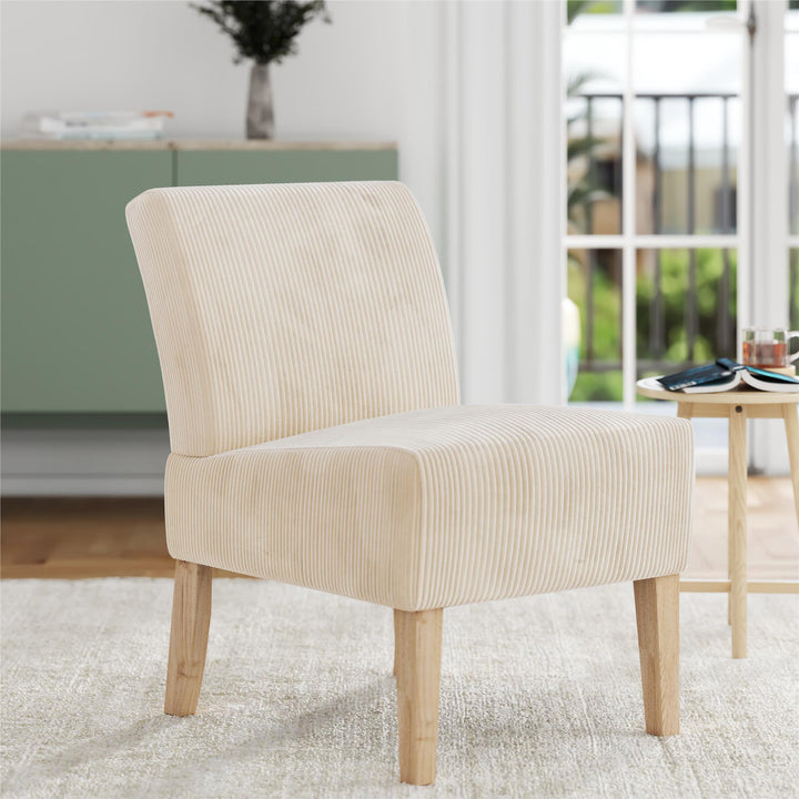 Hazen Armless Upholstered Corduroy Accent Chair - Ivory - 1-Seater