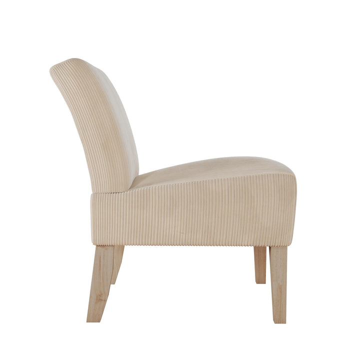 Hazen Armless Upholstered Corduroy Accent Chair - Ivory - 1-Seater