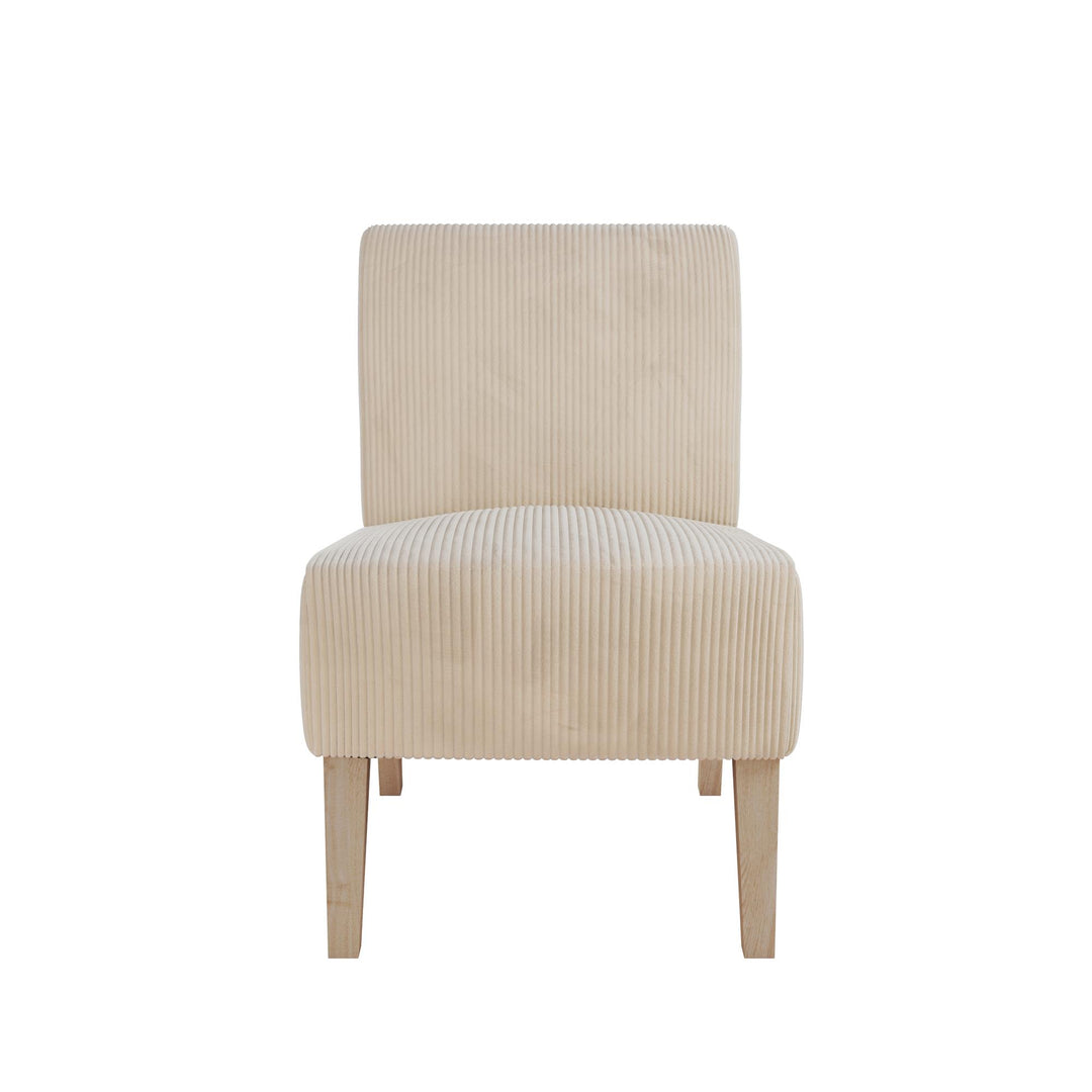 Hazen Armless Upholstered Corduroy Accent Chair - Ivory - 1-Seater