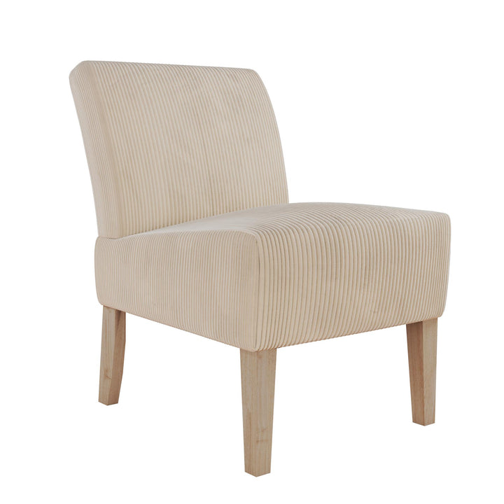 Hazen Armless Upholstered Corduroy Accent Chair - Ivory - 1-Seater