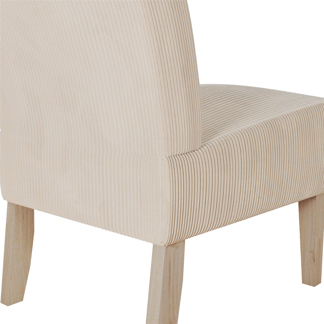 Hazen Armless Upholstered Corduroy Accent Chair - Ivory - 1-Seater