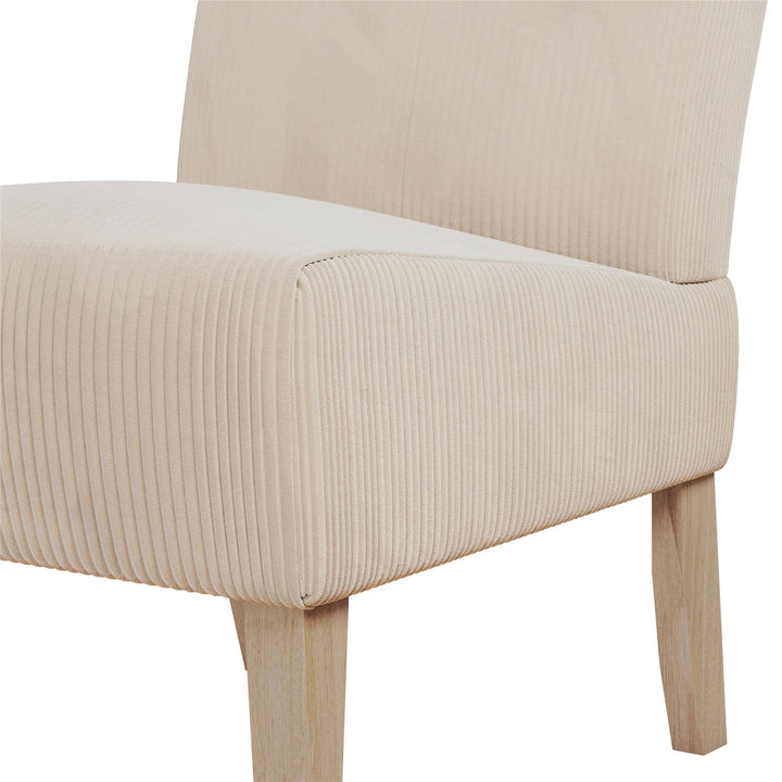 Hazen Armless Upholstered Corduroy Accent Chair - Ivory - 1-Seater