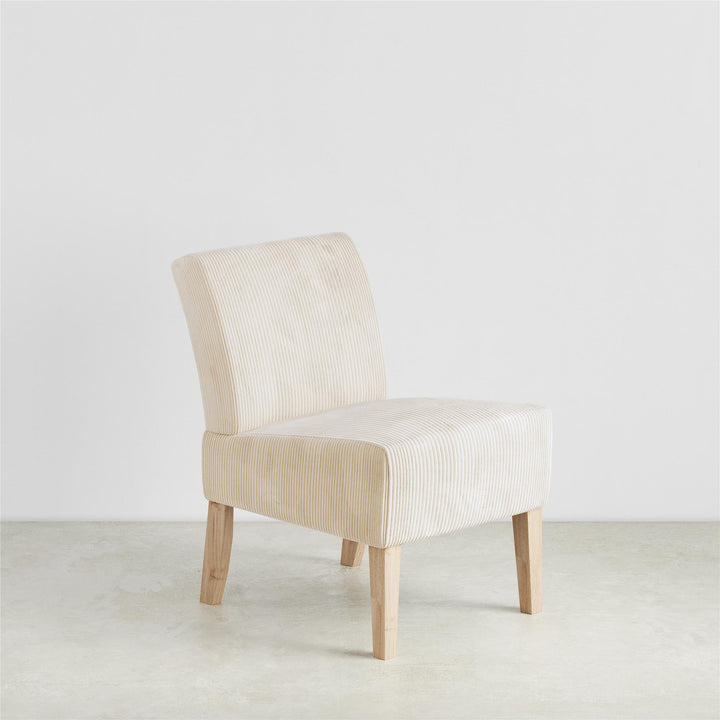 Hazen Armless Upholstered Corduroy Accent Chair - Ivory - 1-Seater
