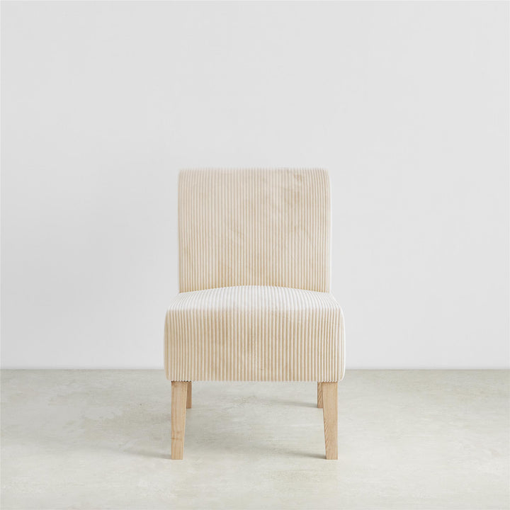 Hazen Armless Upholstered Corduroy Accent Chair - Ivory - 1-Seater