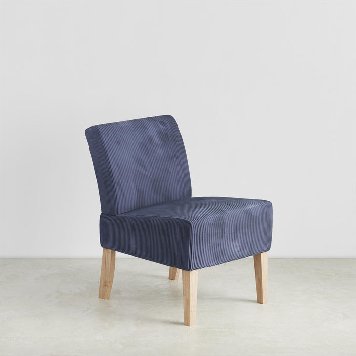 Hazen Armless Upholstered Corduroy Accent Chair - Navy - 1-Seater